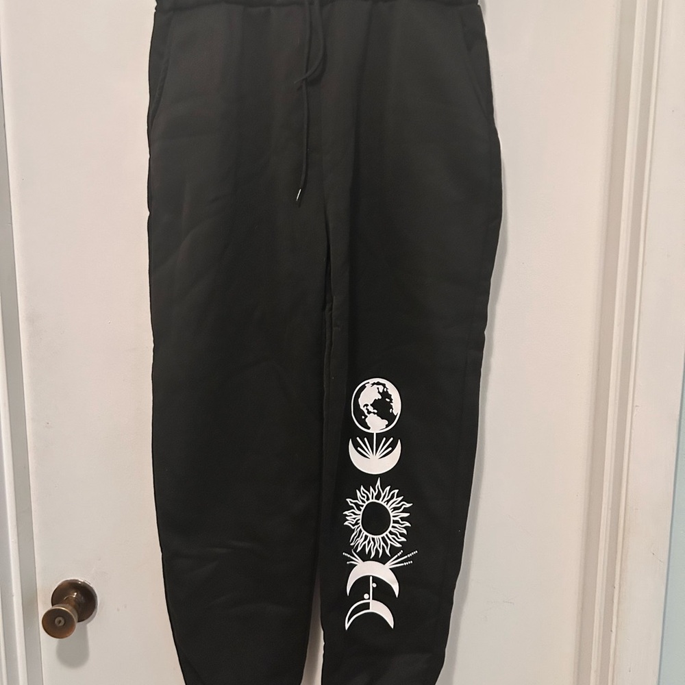 SHEIN Black Joggers with White Label